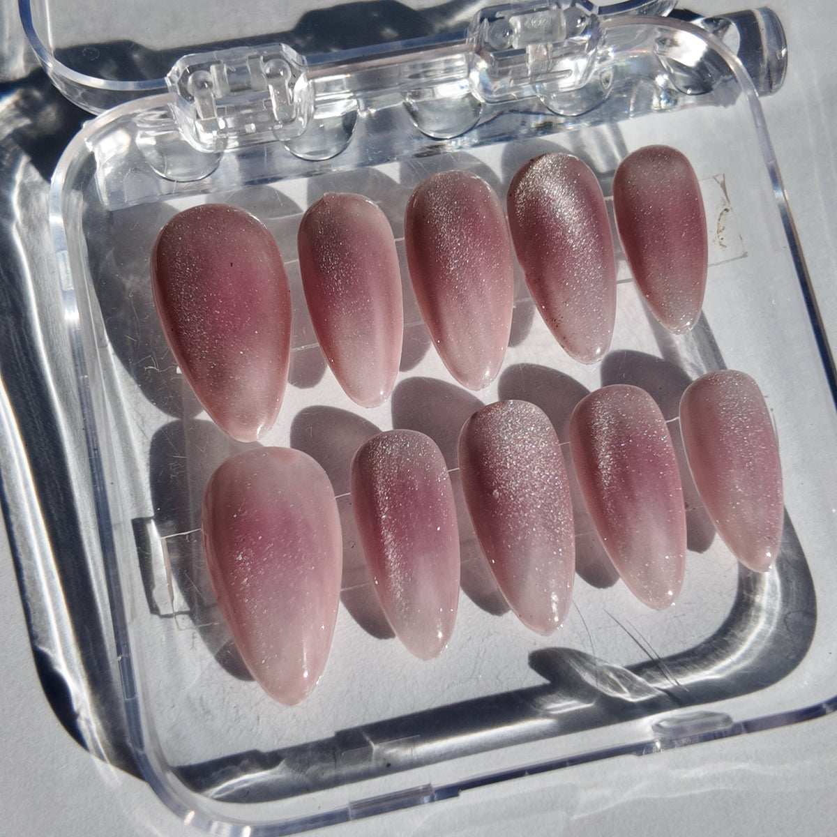Pink Aura Cat Eye Press-On Nails