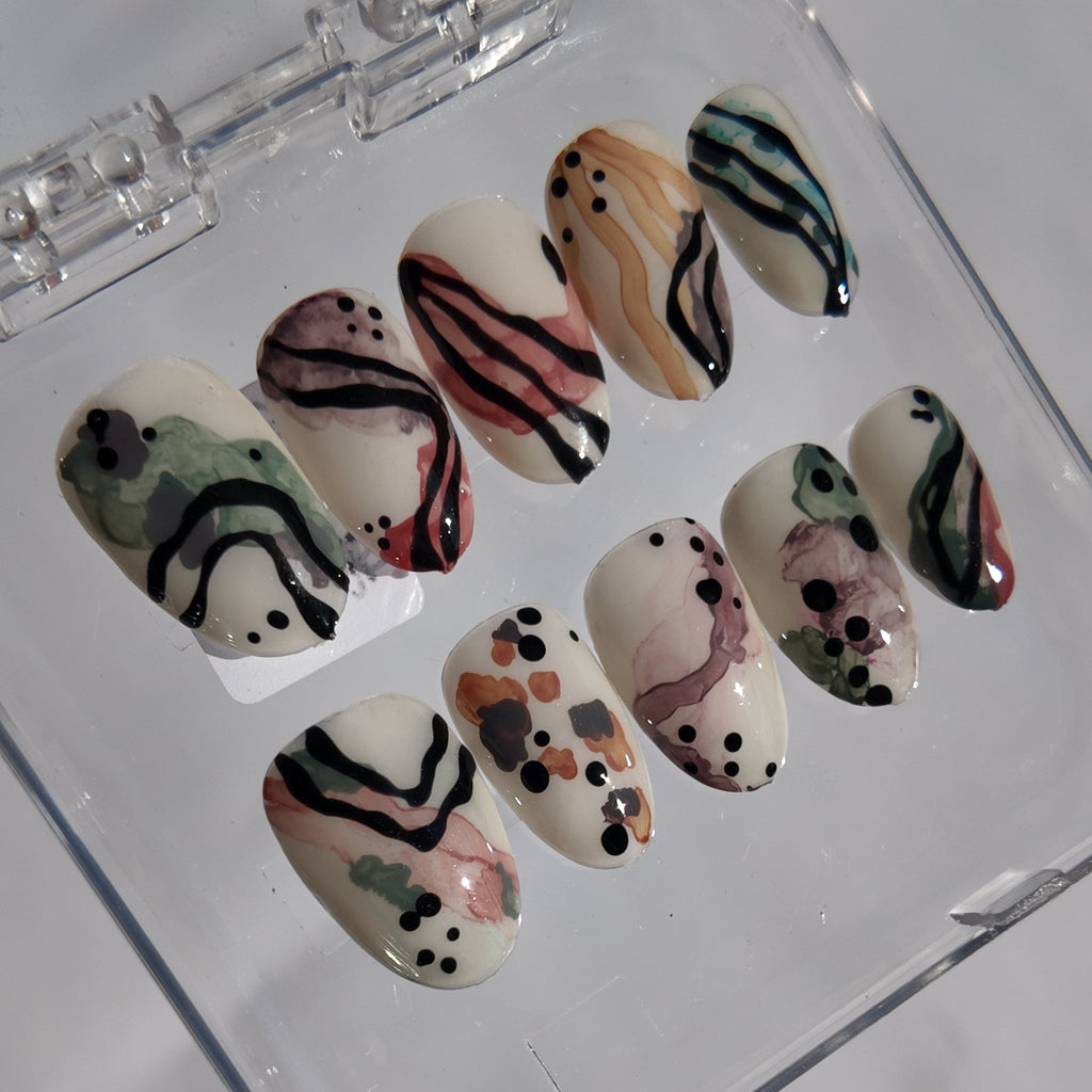 Abstract Water Color Nails