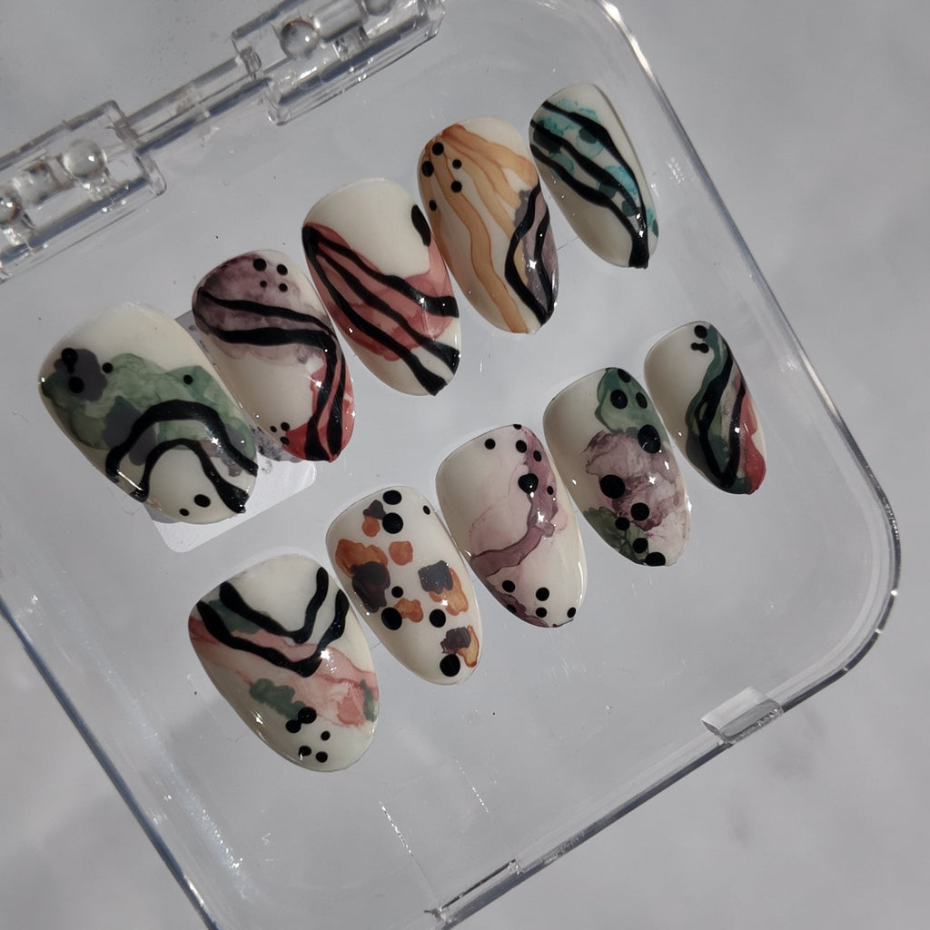 Abstract Water Color Nails