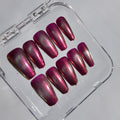 Plum Cat Eye & Chrome Press-On Nails